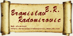 Branislav Radomirović vizit kartica